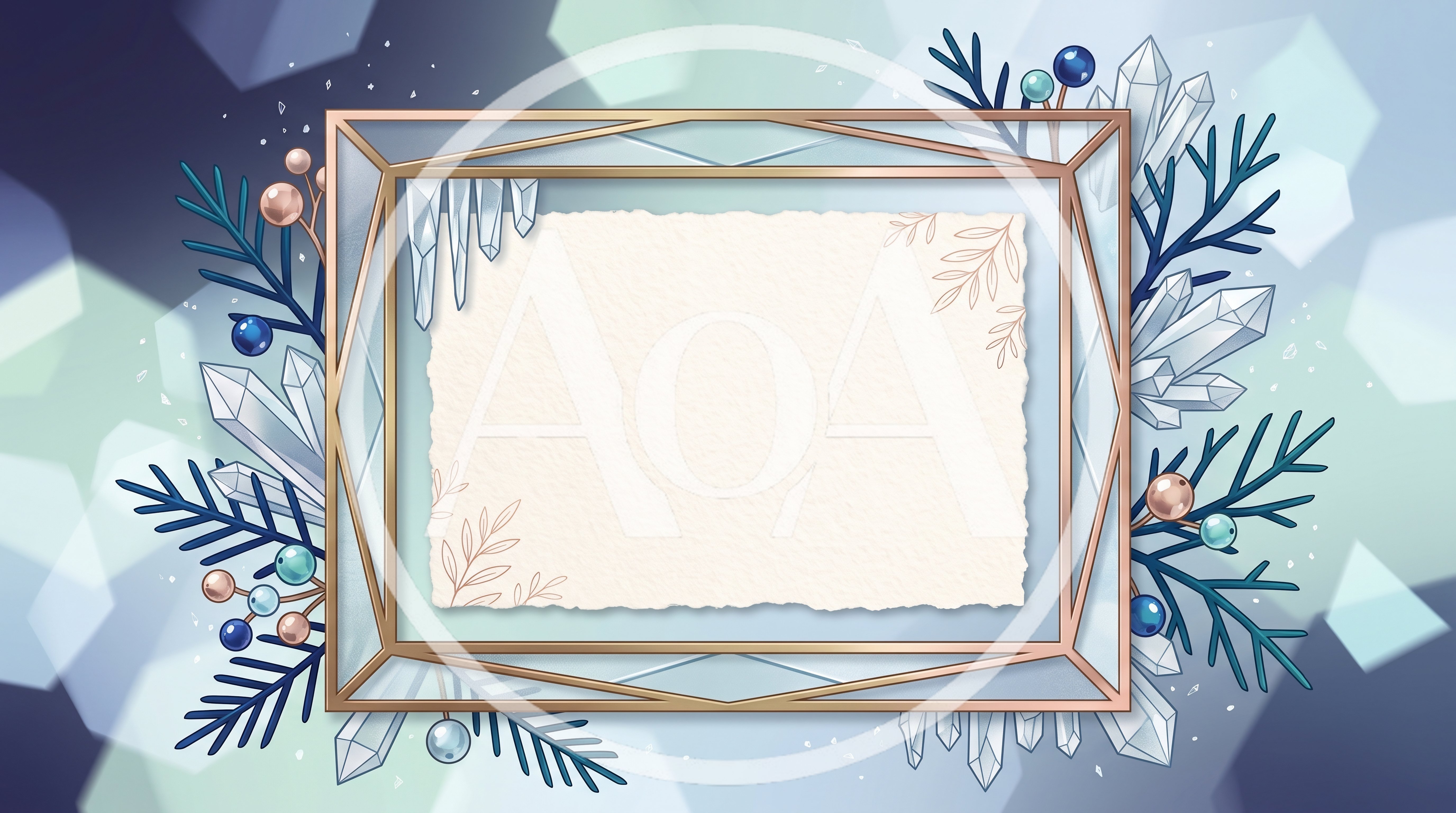 Winter Holiday Frame With Crystals And Pine Branches