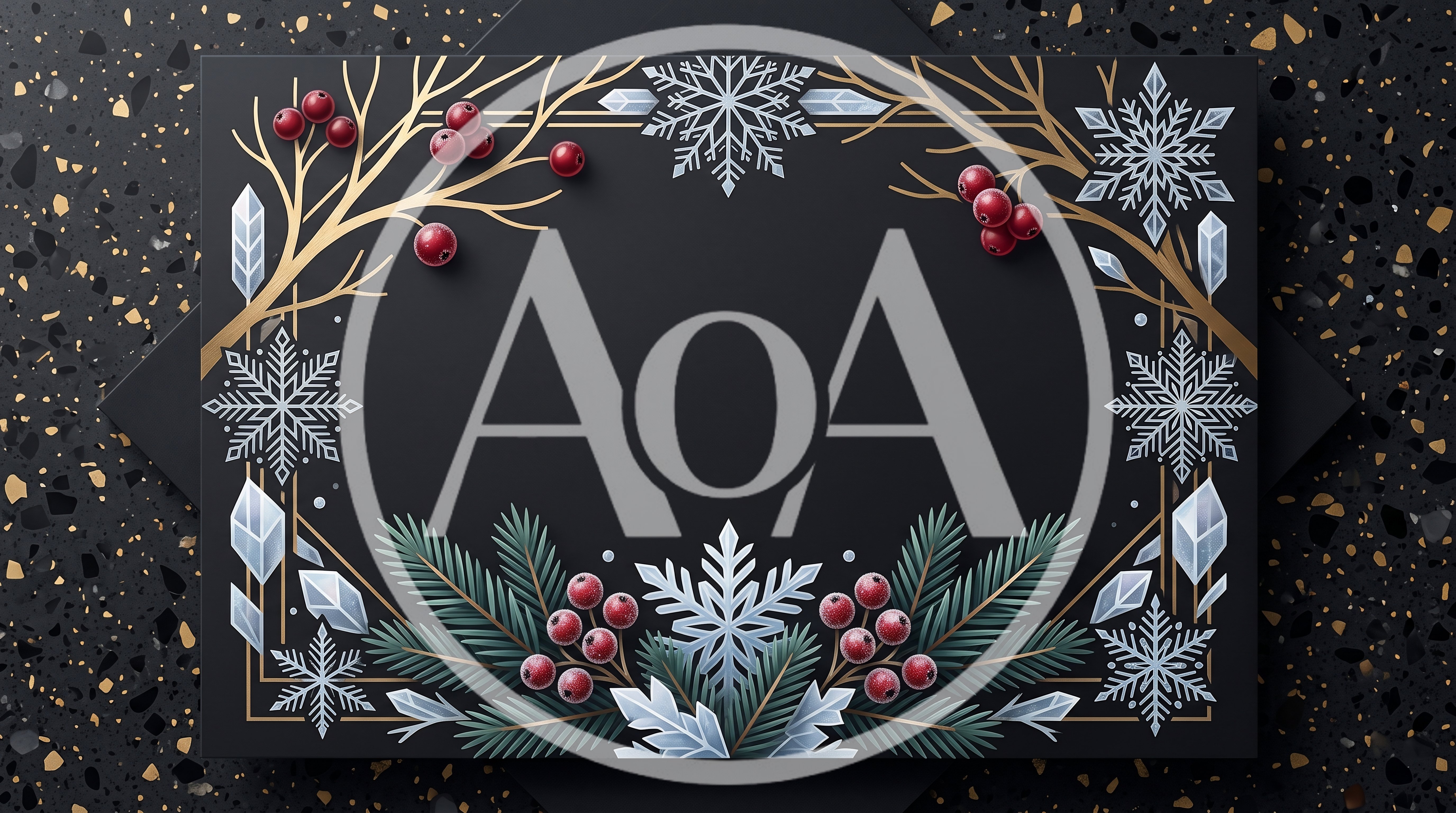 Elegant Christmas Frame With Snowflakes And Berries