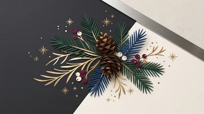Paper Craft Christmas Pine Cones And Foliage Arrangement