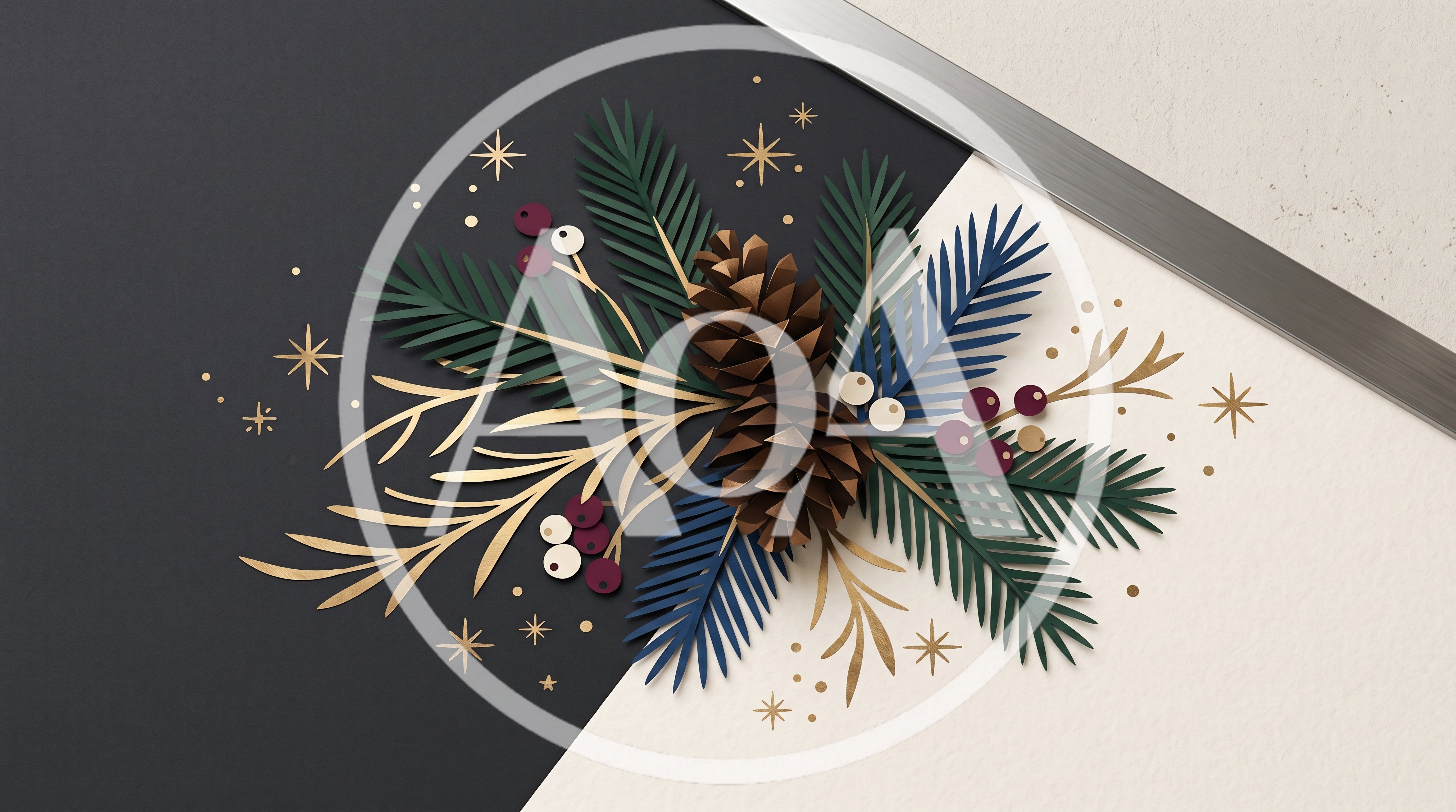 Paper Craft Christmas Pine Cones And Foliage Arrangement