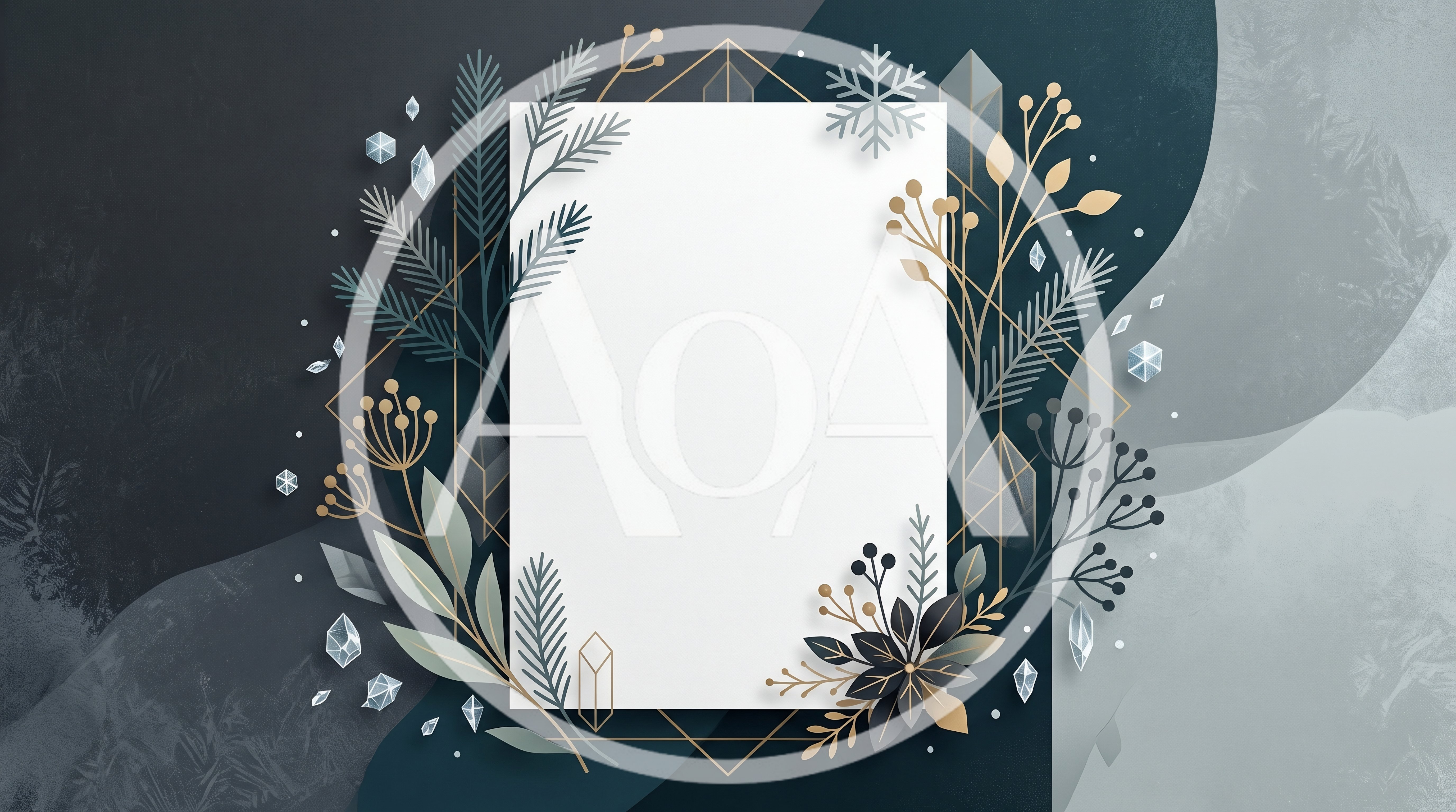 Elegant Winter Floral Frame With Geometric Accents
