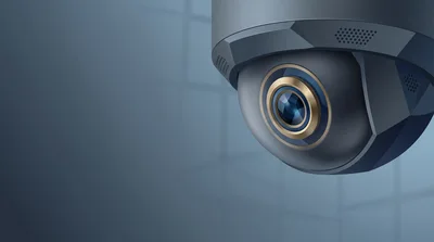 Modern Dome Security Camera Mounted On Wall