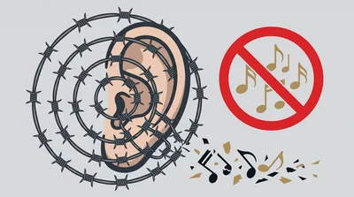 Conceptual Illustration Of Censored Music And Hearing