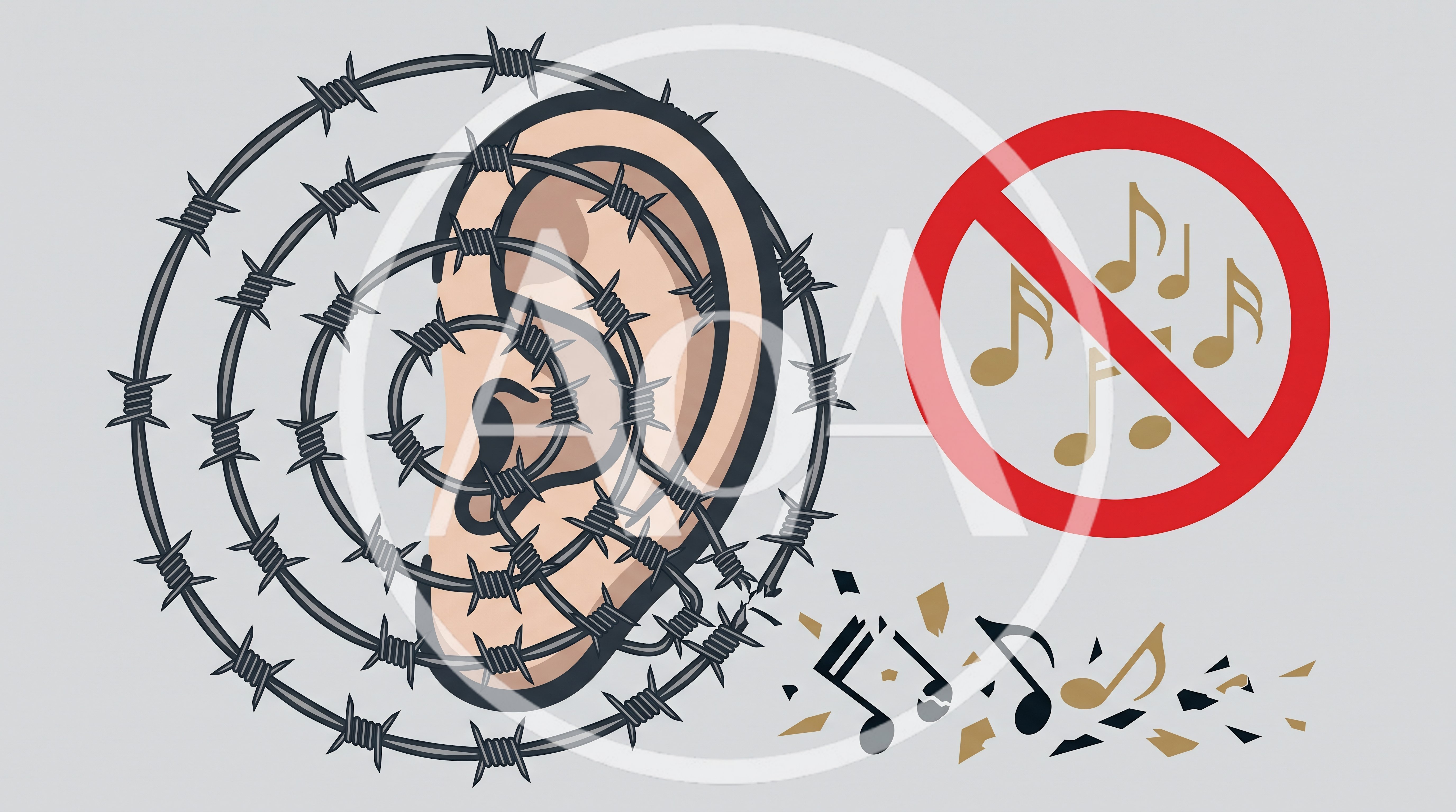 Conceptual Illustration Of Censored Music And Hearing
