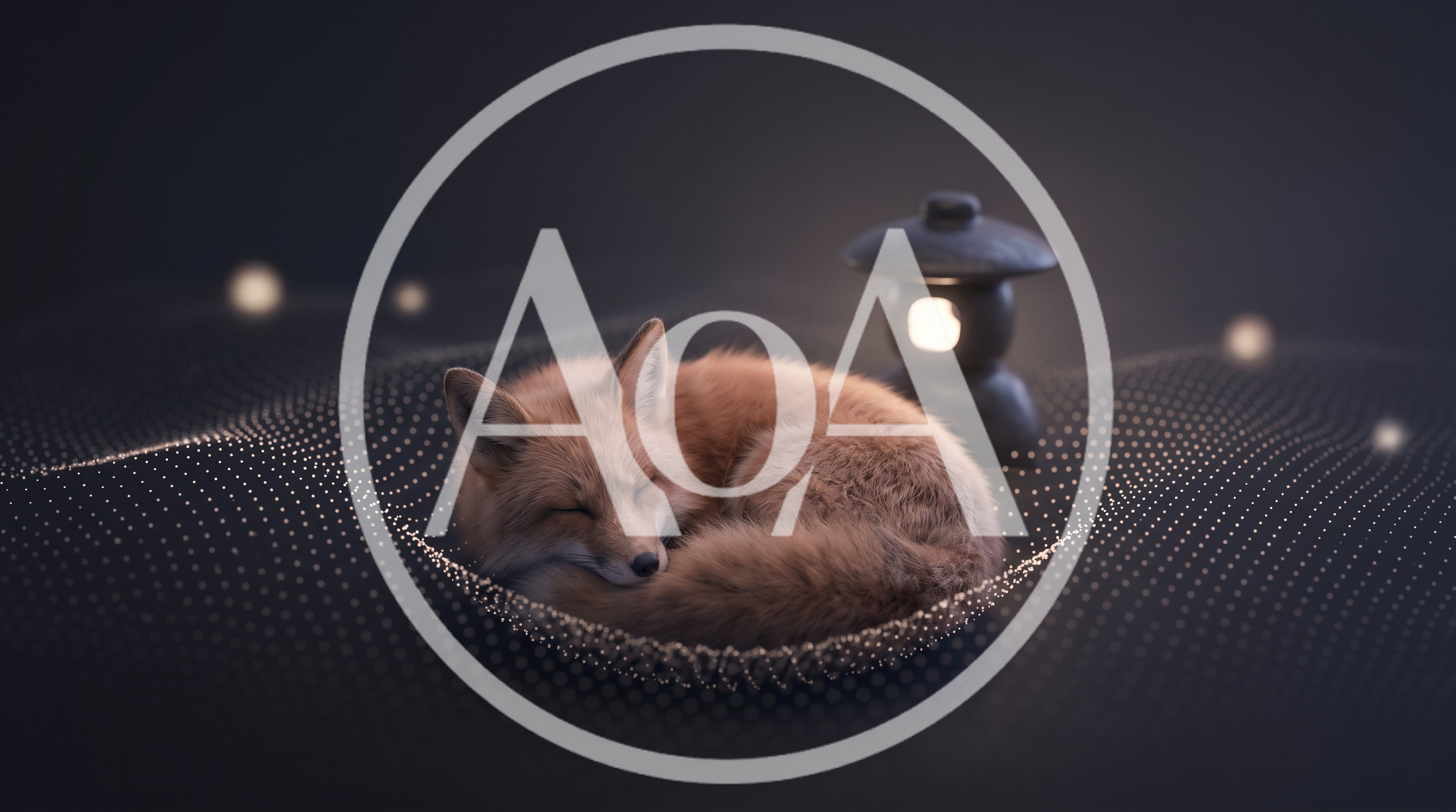 Sleeping Red Fox On A Glowing Digital Grid