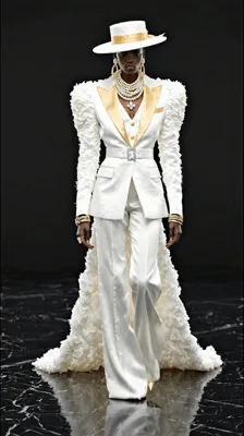 Fashion Model Walking In Changing Designer Outfits