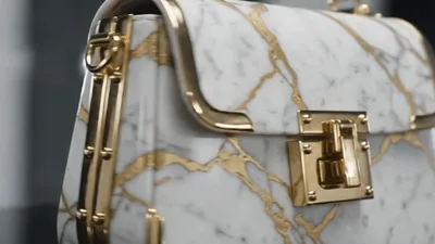 Luxury Marble Handbags with Glowing Electric Veins