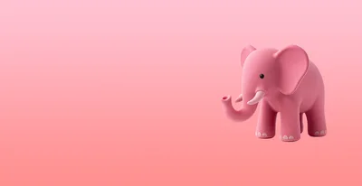 Cute Pink Elephant Toy On Gradient Background