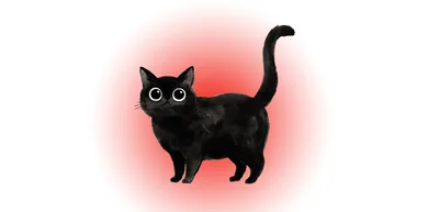 Watercolor Illustration Of A Cute Black Cat