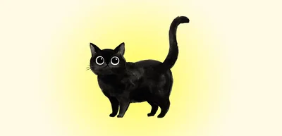 Watercolor Illustration Of A Cute Black Cat