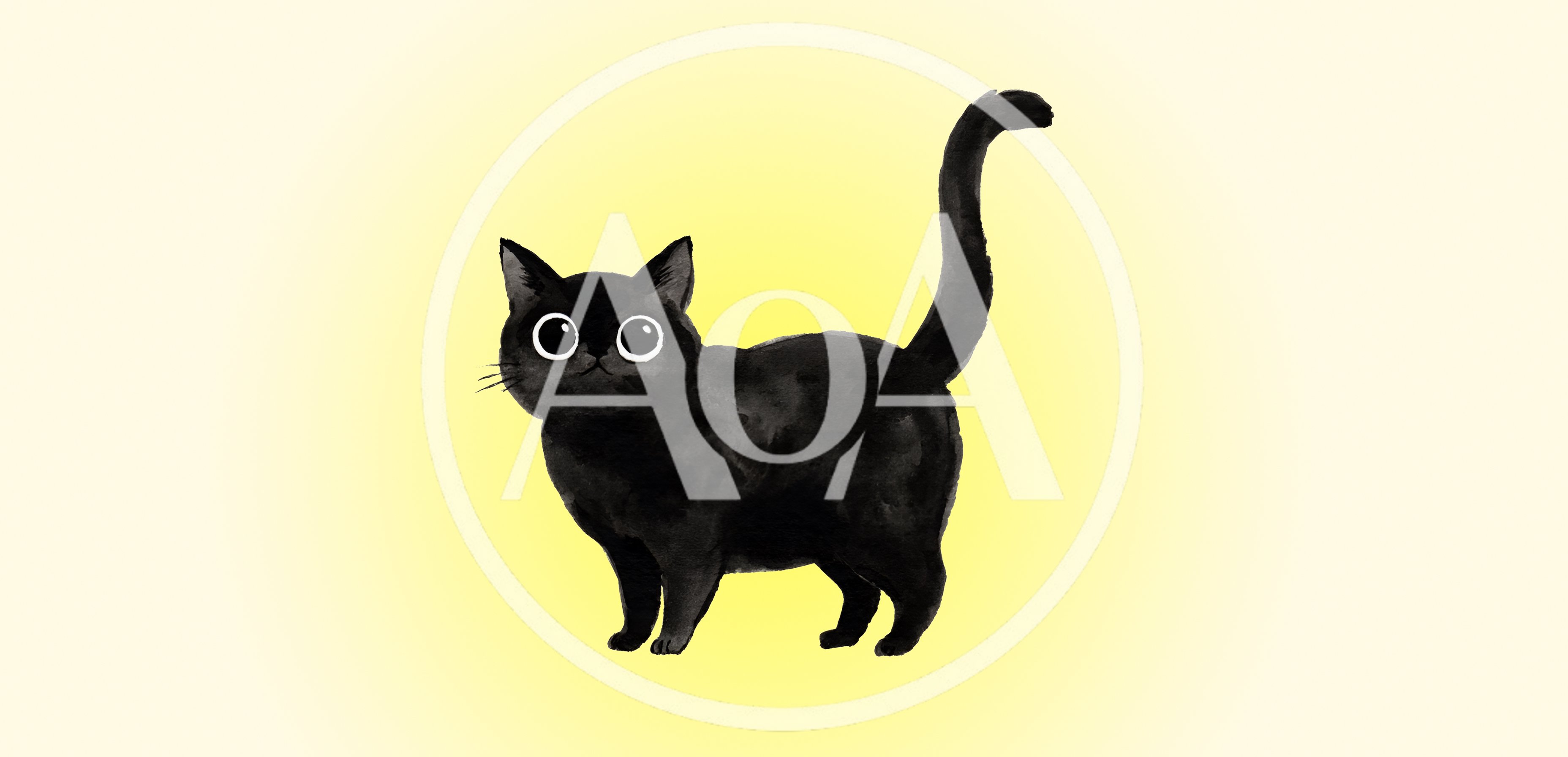 Watercolor Illustration Of A Cute Black Cat