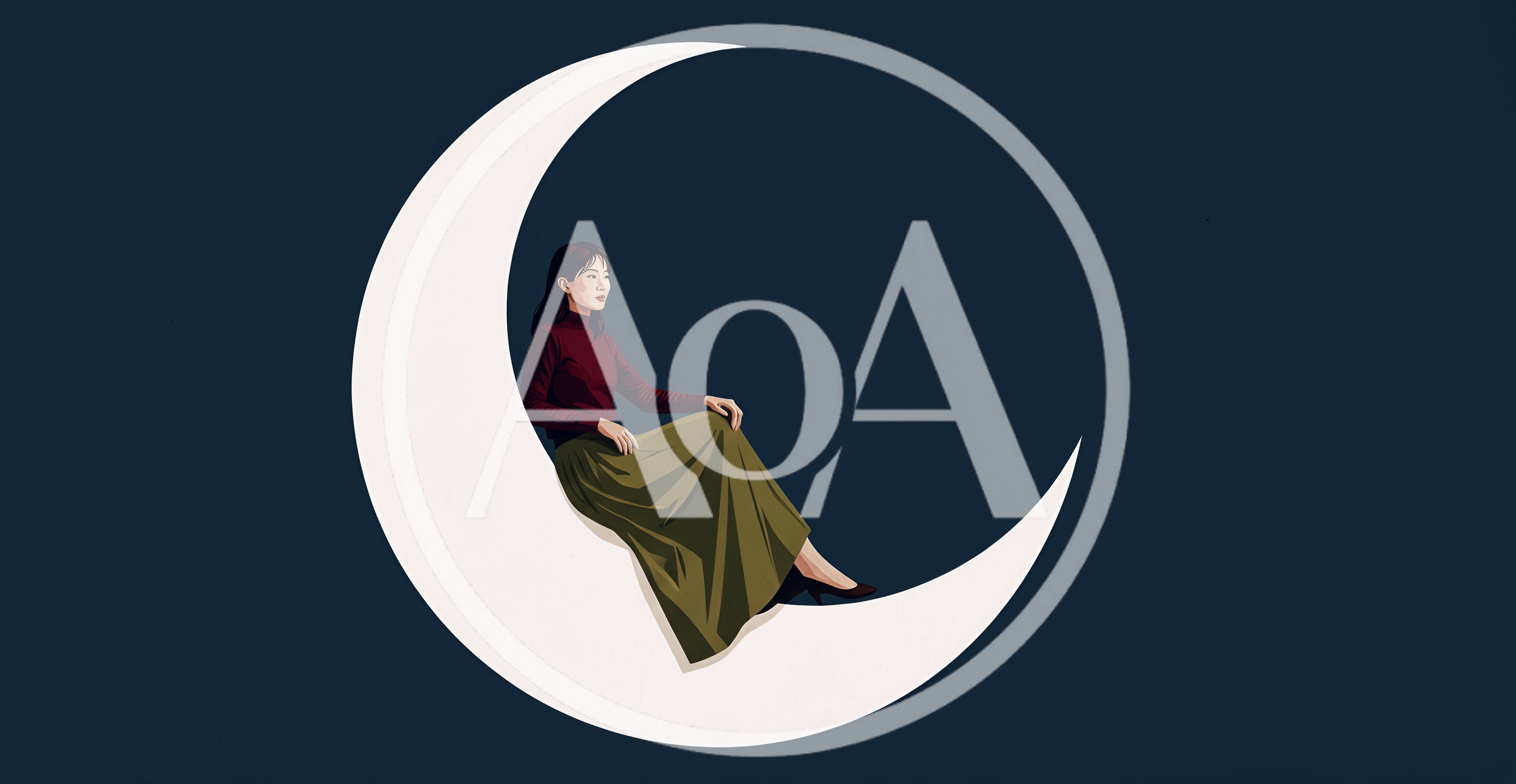 Woman Sitting On A Crescent Moon Illustration
