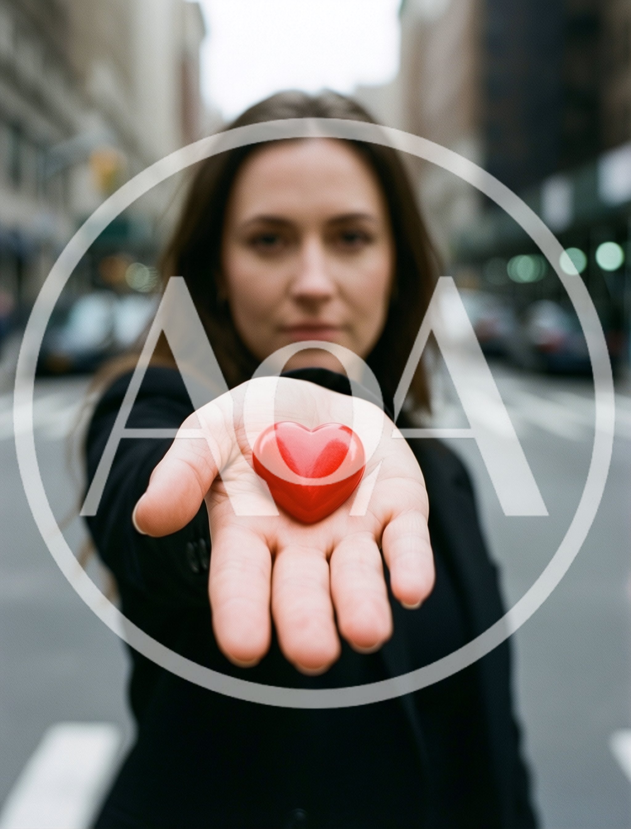 Woman Holding A Small Red Heart In Her Palm
