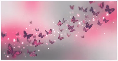 Pink Butterflies Flying Across A Soft Grained Gradient Background