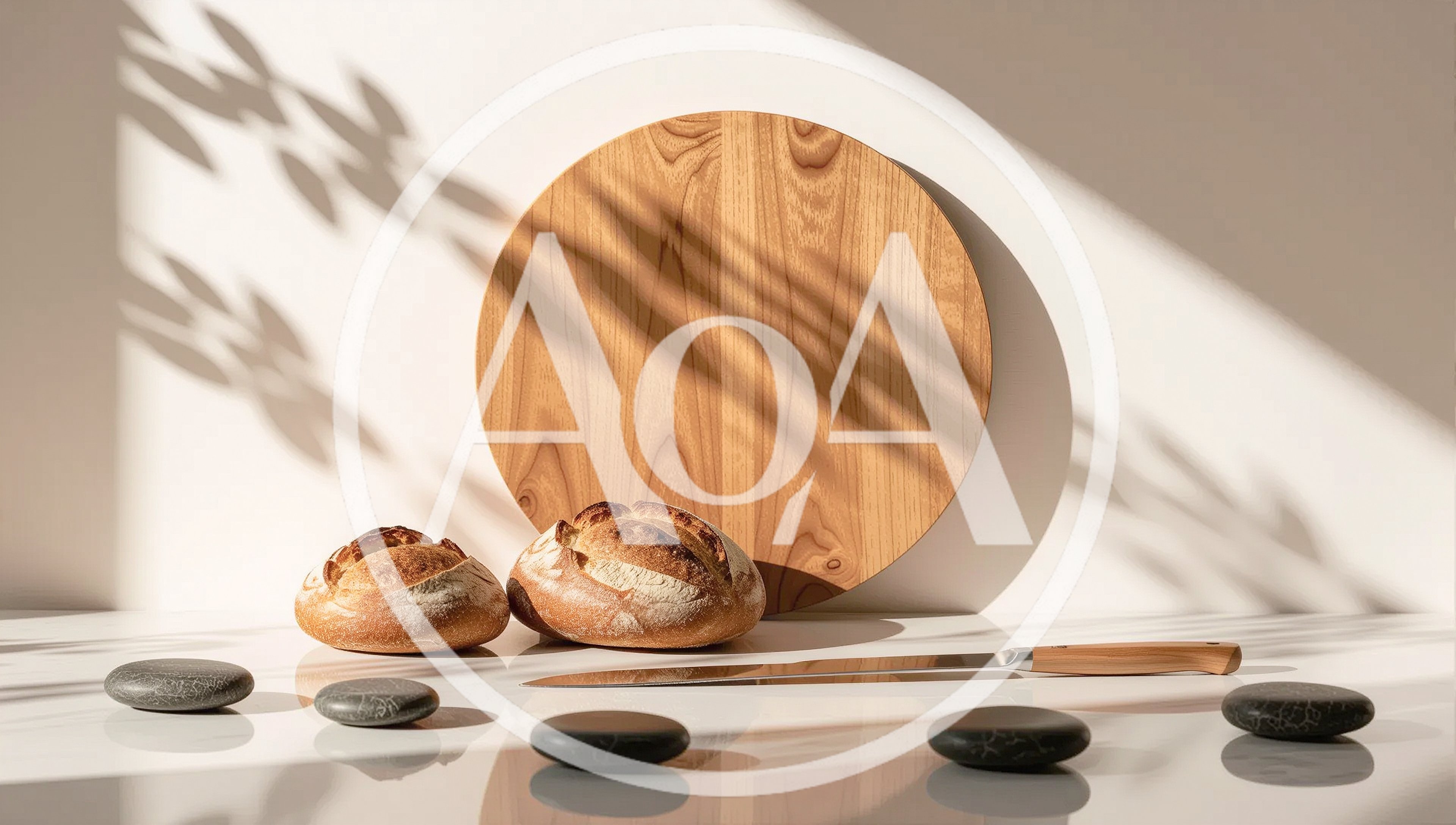 Artisan Sourdough Bread Loaves With Wooden Cutting Board