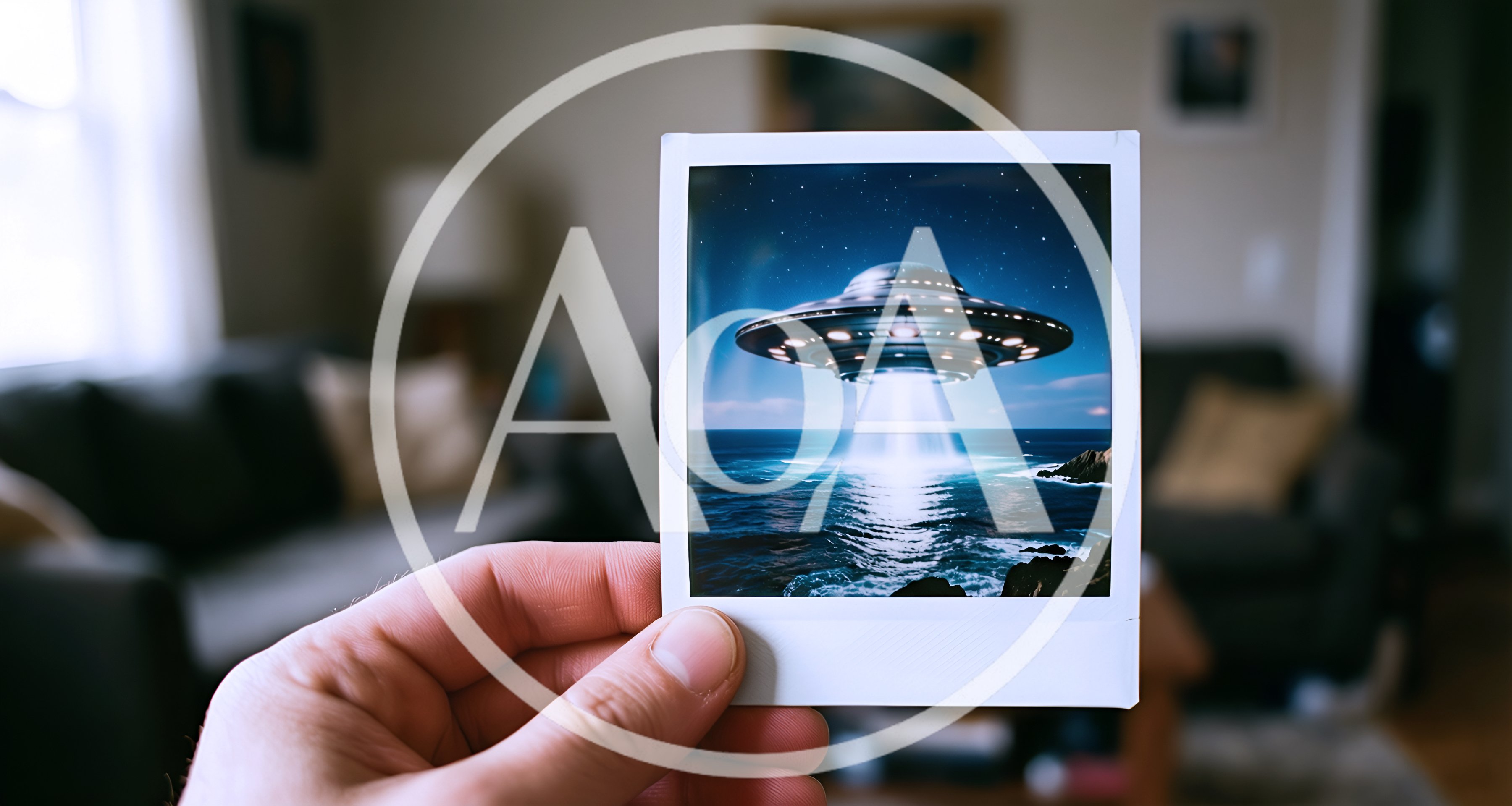 Hand Holding A Polaroid Photo Of A UFO