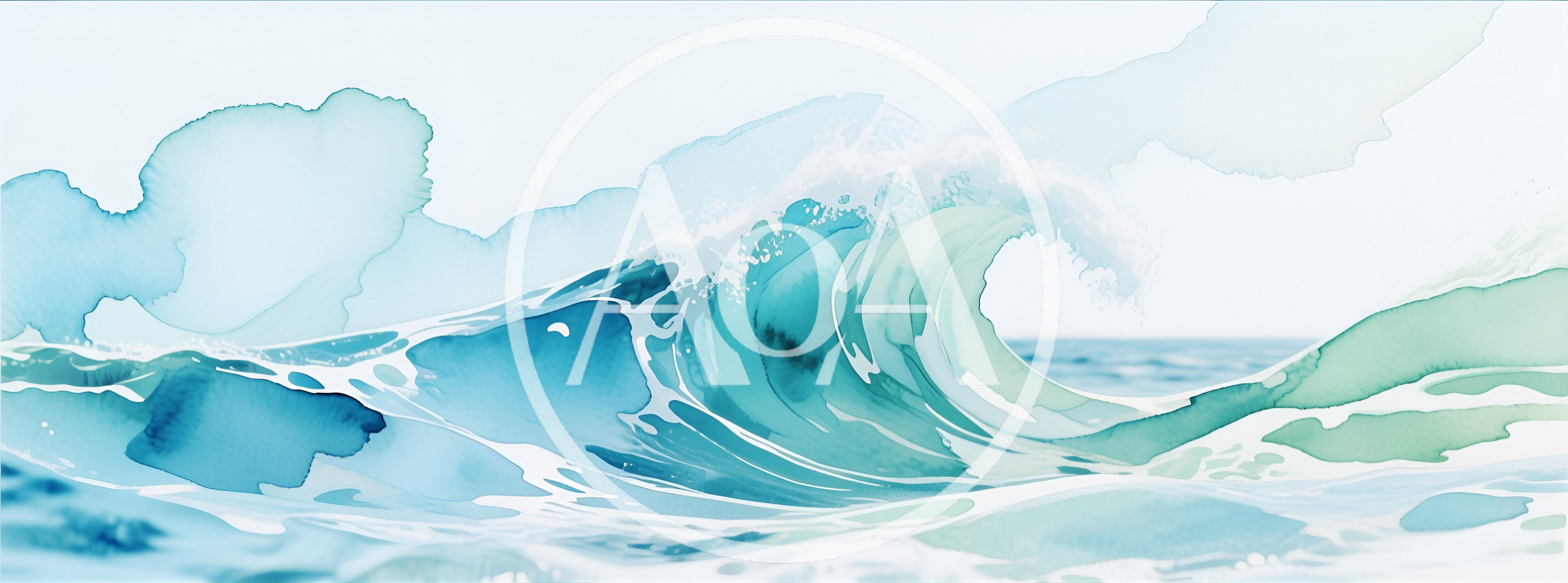 Watercolor Painting Of A Crashing Ocean Wave