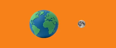 3D Earth Globe And Moon On Orange Background