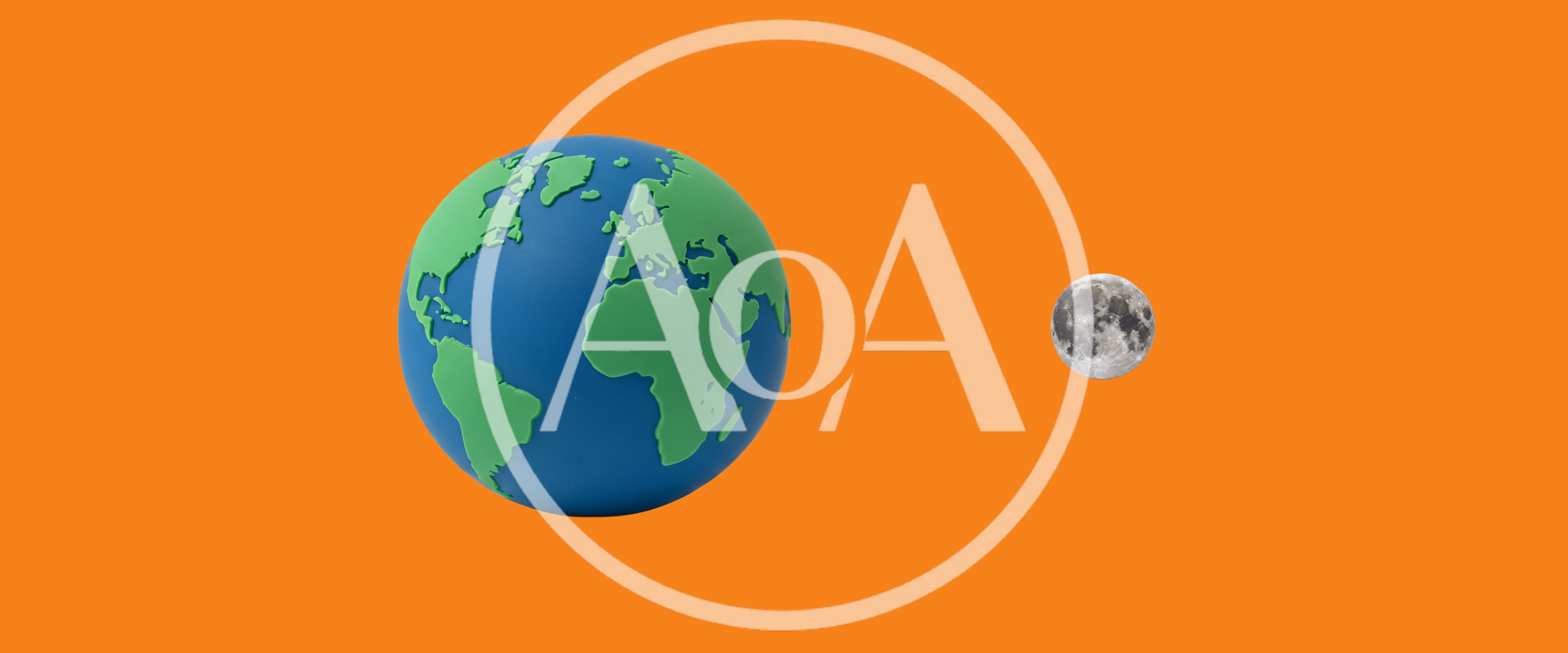 3D Earth Globe And Moon On Orange Background