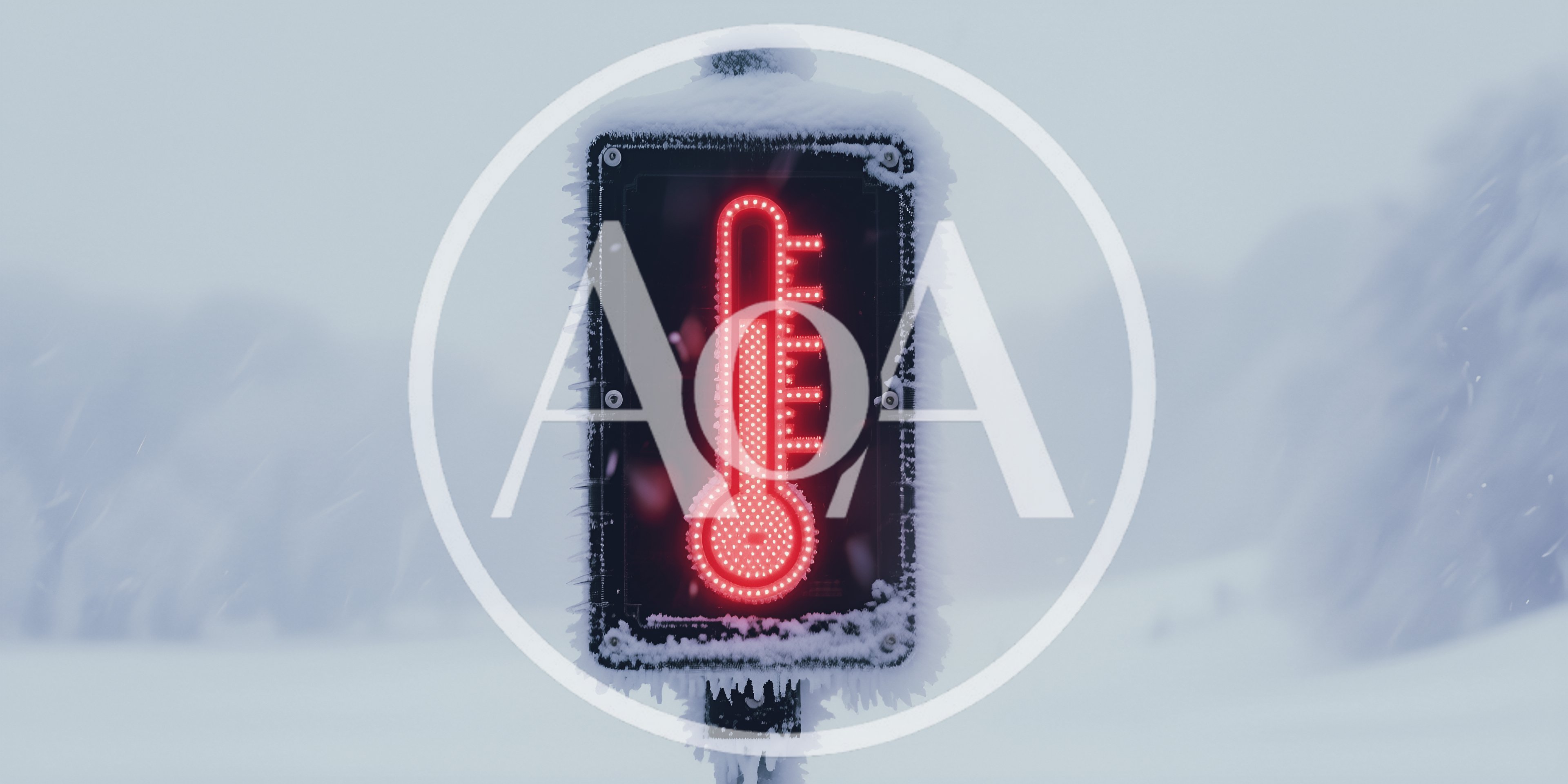 Digital Thermometer Sign Displaying Cold Temperature In Snow