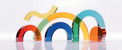 Abstract Glass Arches And Shapes On White Background