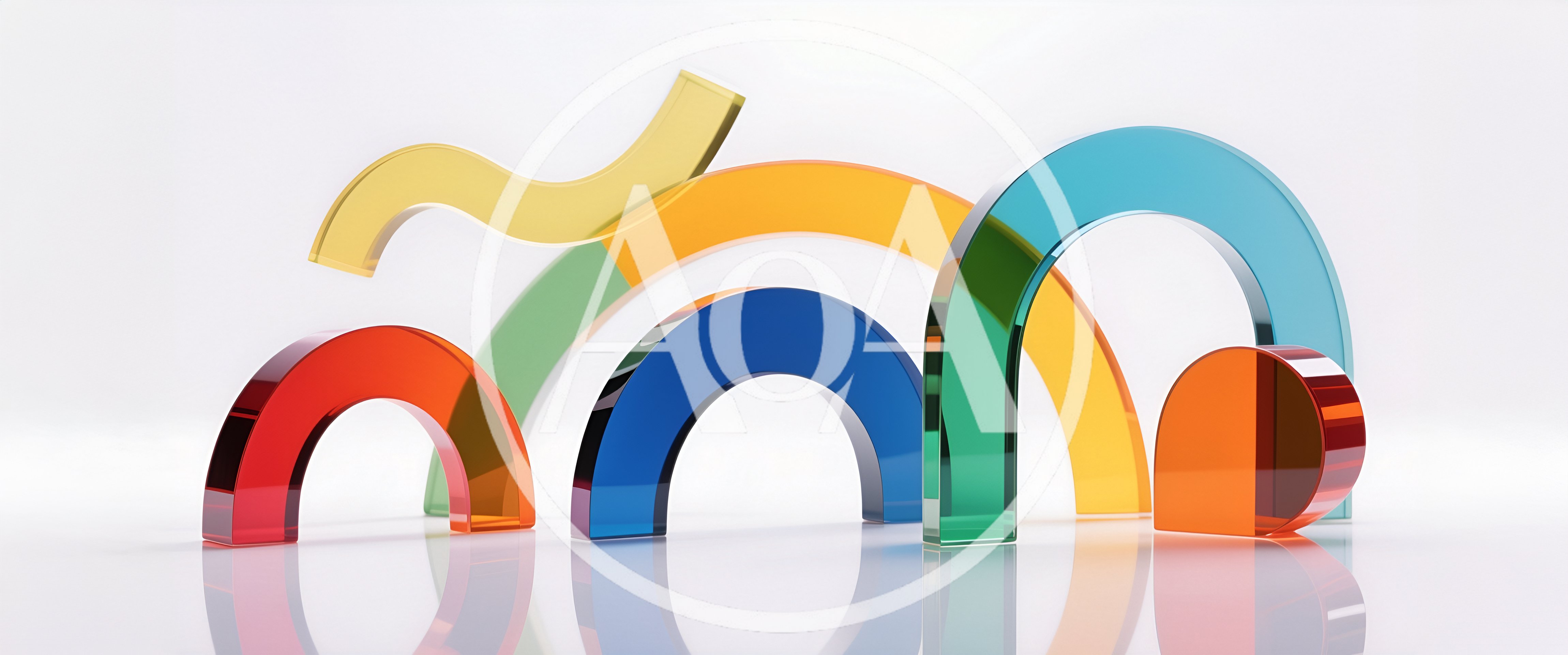 Abstract Glass Arches And Shapes On White Background