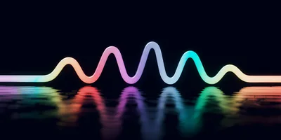 Neon Gradient Waveform Reflecting On Dark Water Surface