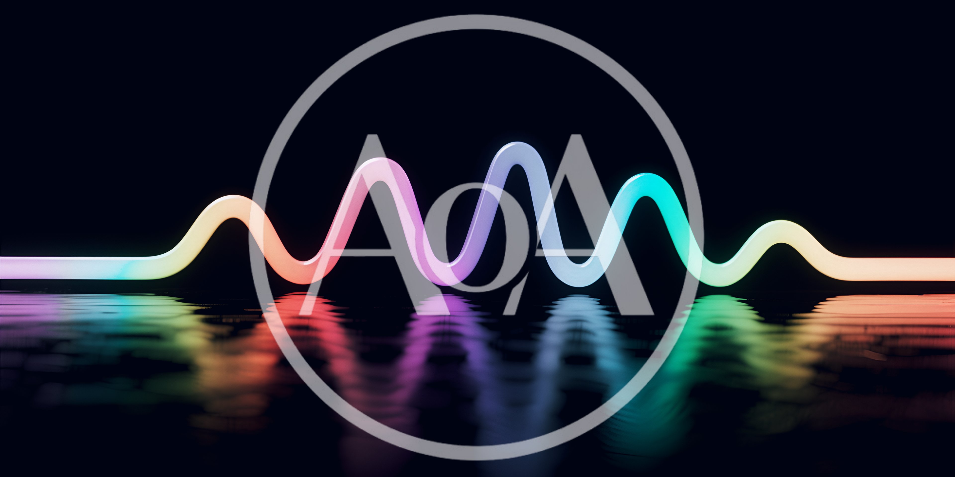 Neon Gradient Waveform Reflecting On Dark Water Surface
