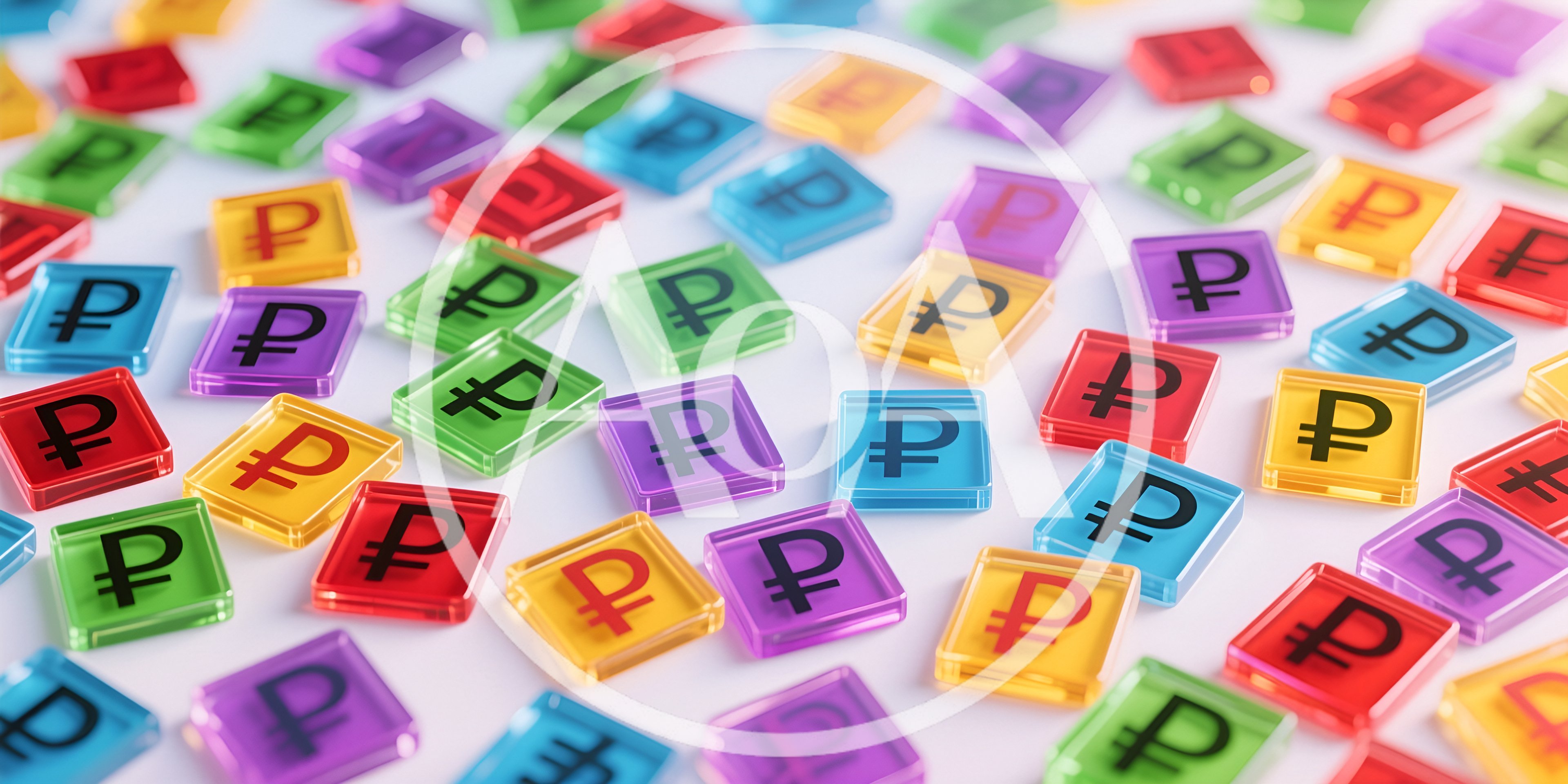 3D Rendered Russian Ruble Currency Symbols On White Background