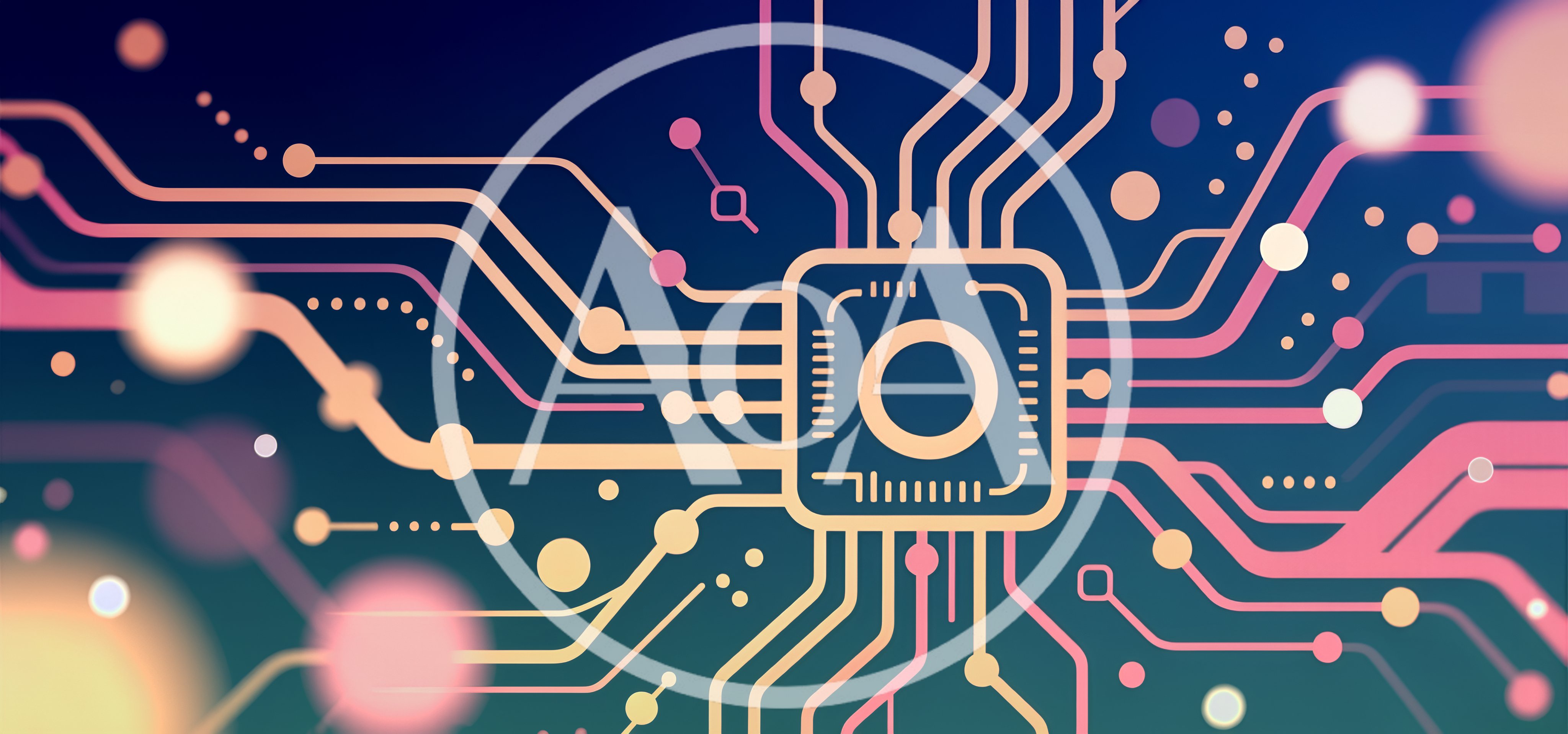 Digital Circuit Board Processor With Glowing Data Lines
