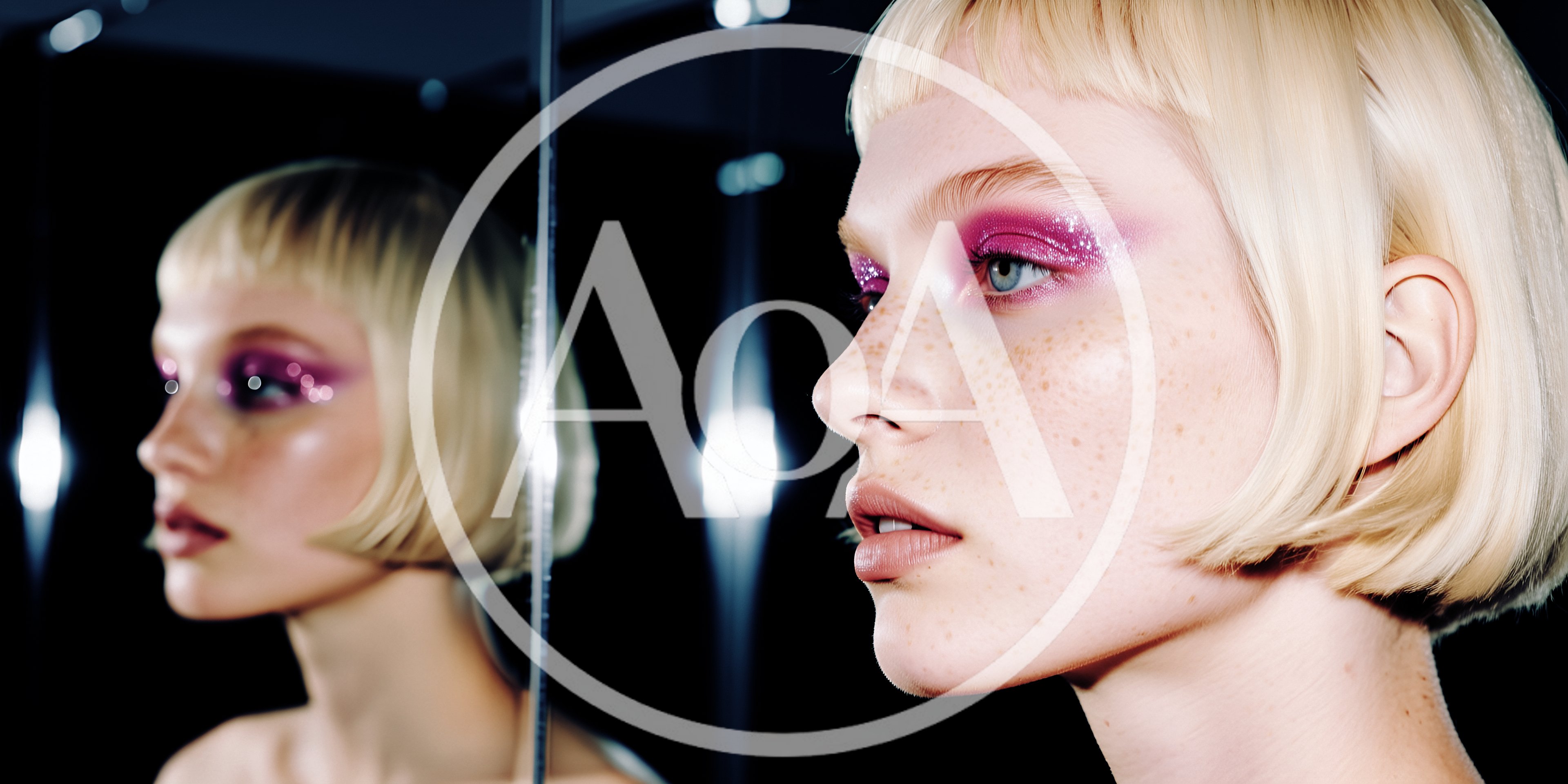 Portrait Of A Woman With Glittery Pink Eyeshadow