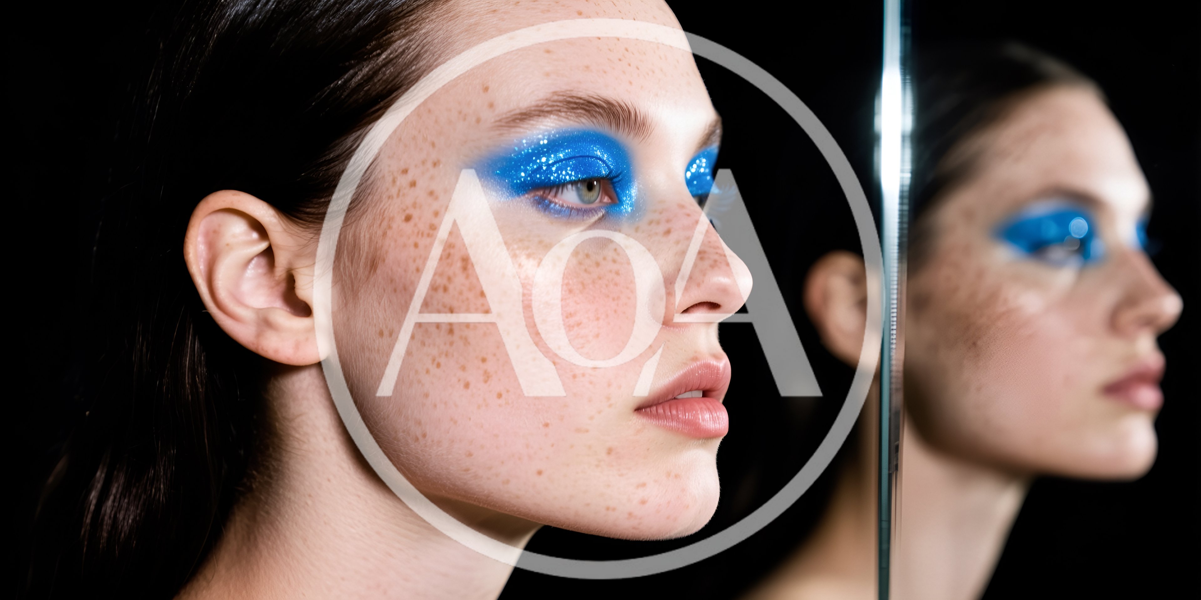 Portrait Of A Woman With Glittery Blue Eyeshadow