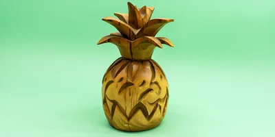 Hand Carved Wooden Pineapple Sculpture
