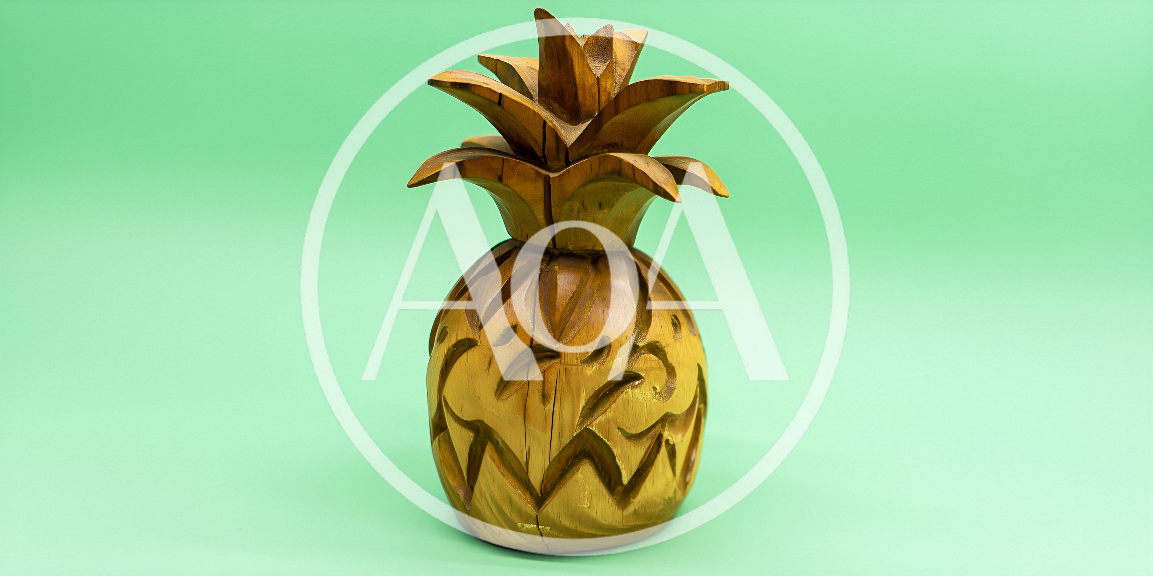 Hand Carved Wooden Pineapple Sculpture