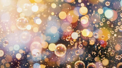 Abstract Bokeh Background With Floating Bubbles