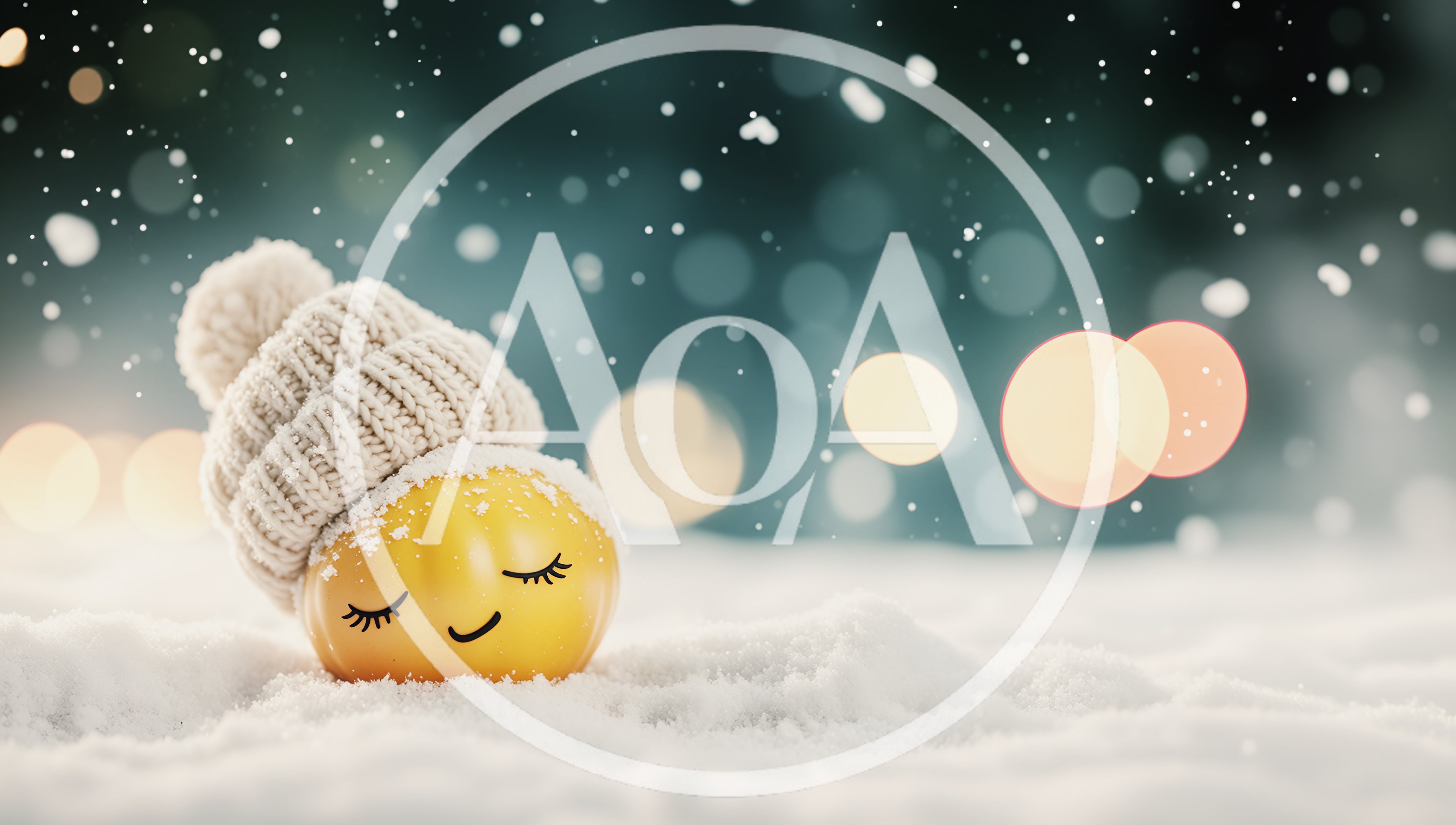 Cute Yellow Tomato Wearing A Knitted Winter Hat