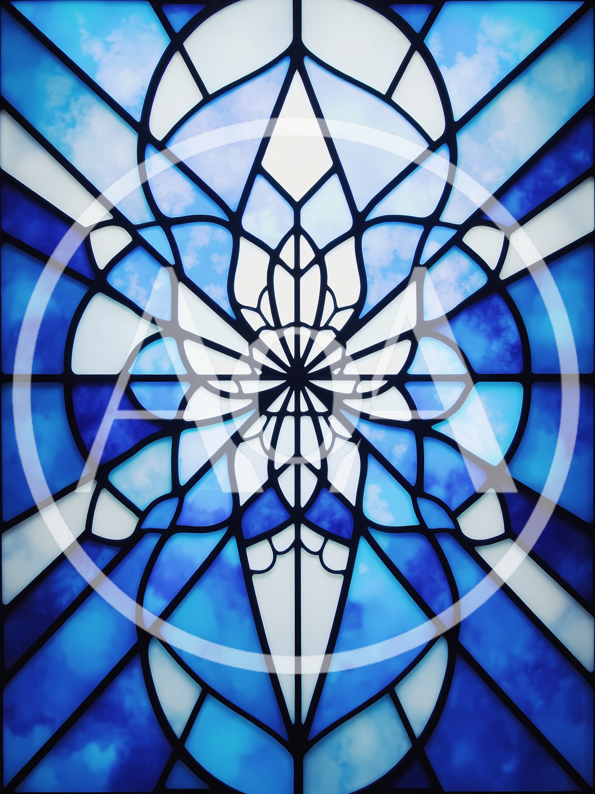 Intricate Blue And White Stained Glass Window Pattern