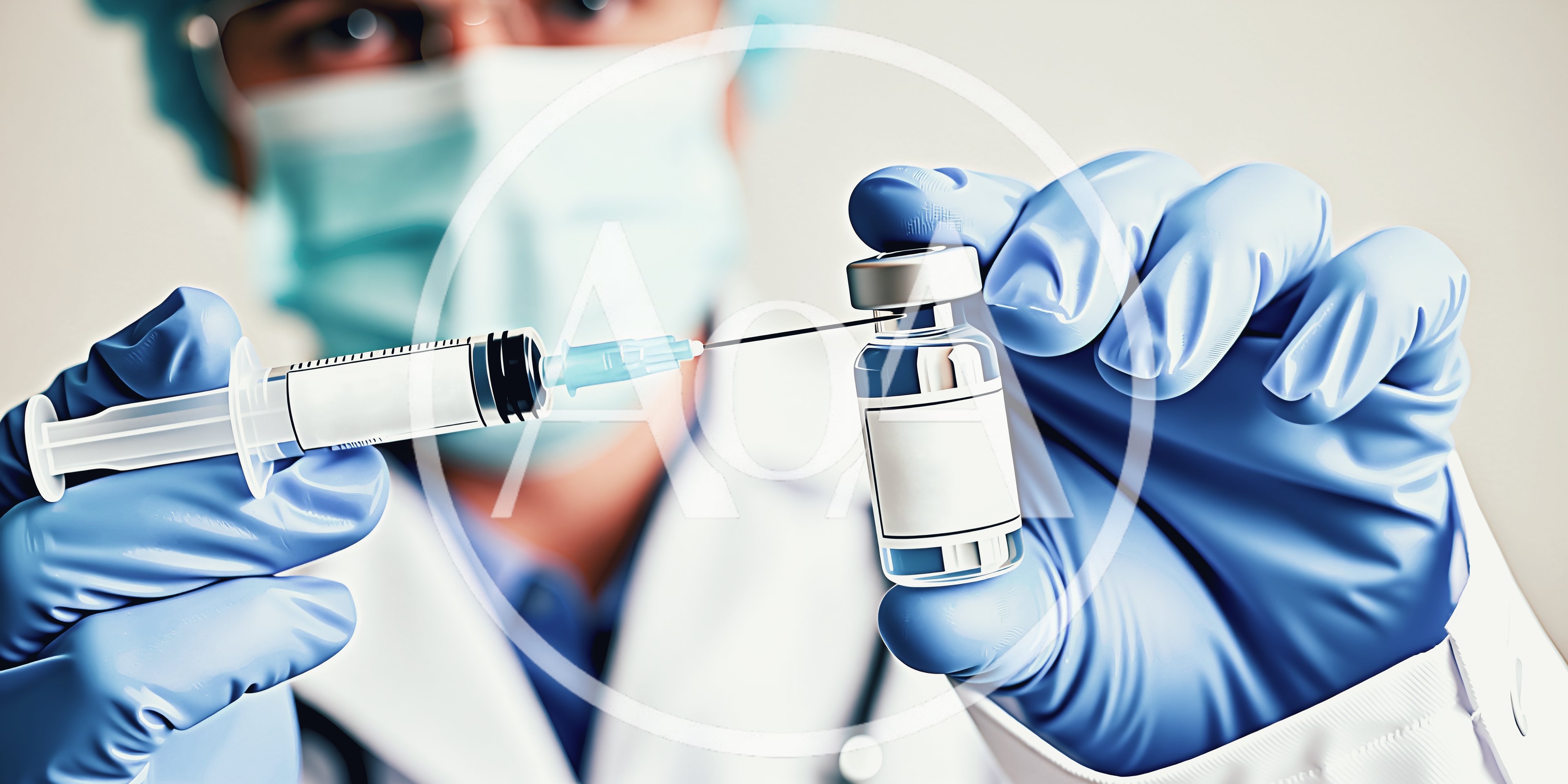 Medical Professional Preparing Vaccine Injection From Vial