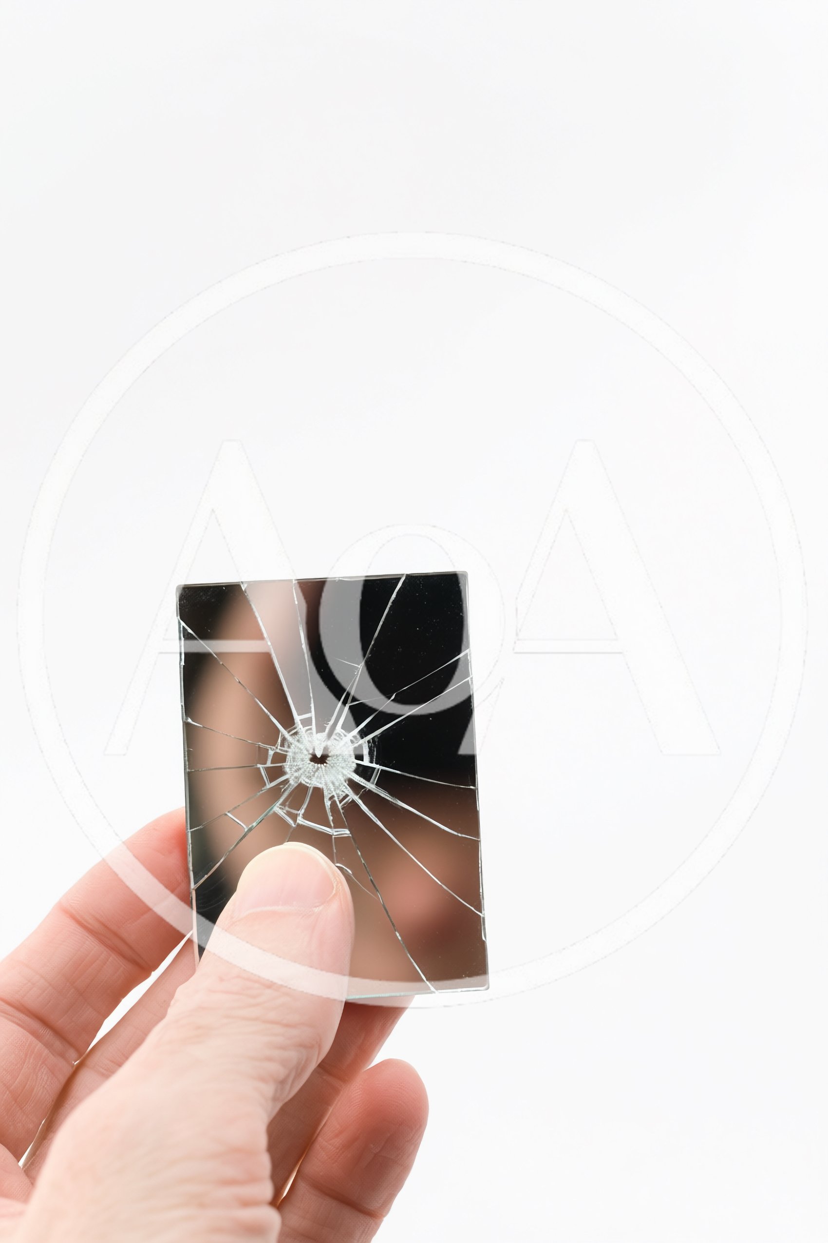 Hand Holding A Small Broken Rectangular Mirror