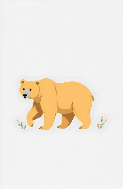 Minimalist Illustration Of A Walking Brown Bear