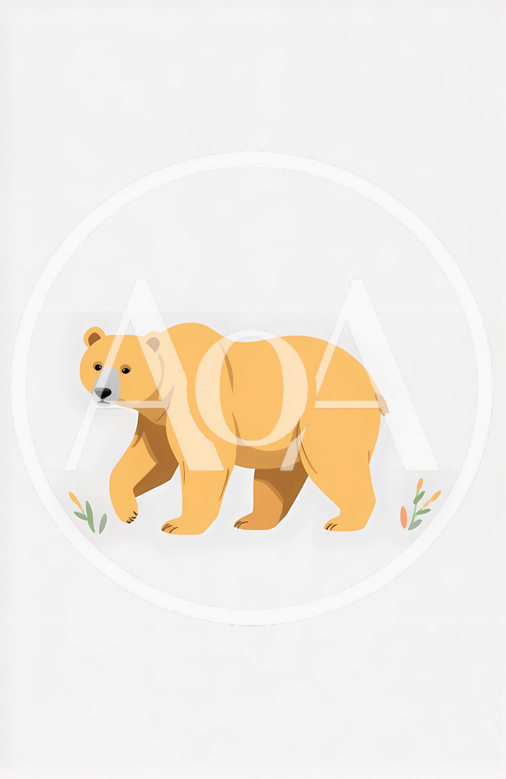 Minimalist Illustration Of A Walking Brown Bear