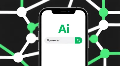 Smartphone Displaying Ai Powered Search Bar Concept