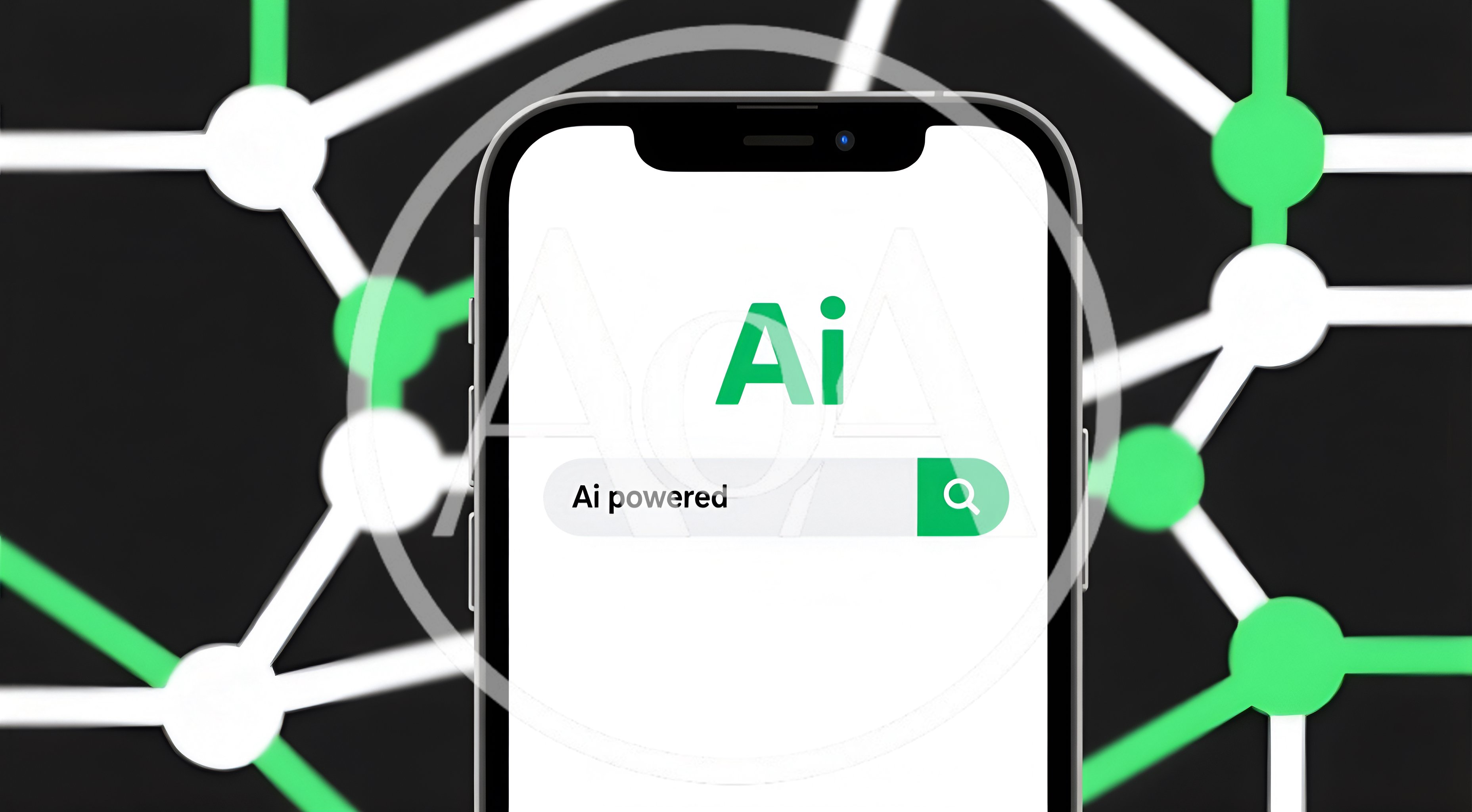 Smartphone Displaying Ai Powered Search Bar Concept