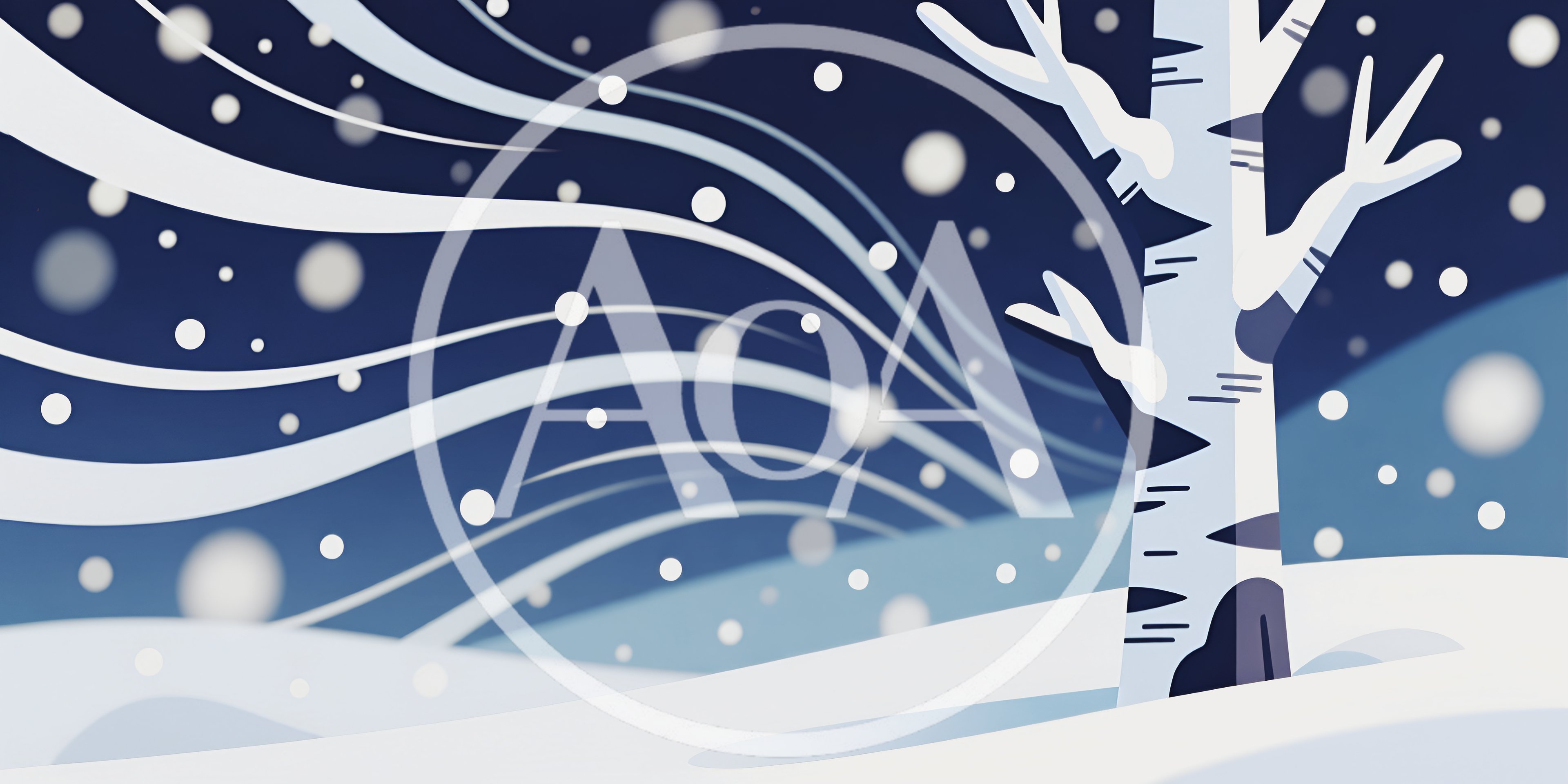 Stylized Winter Landscape With Birch Tree And Snowfall