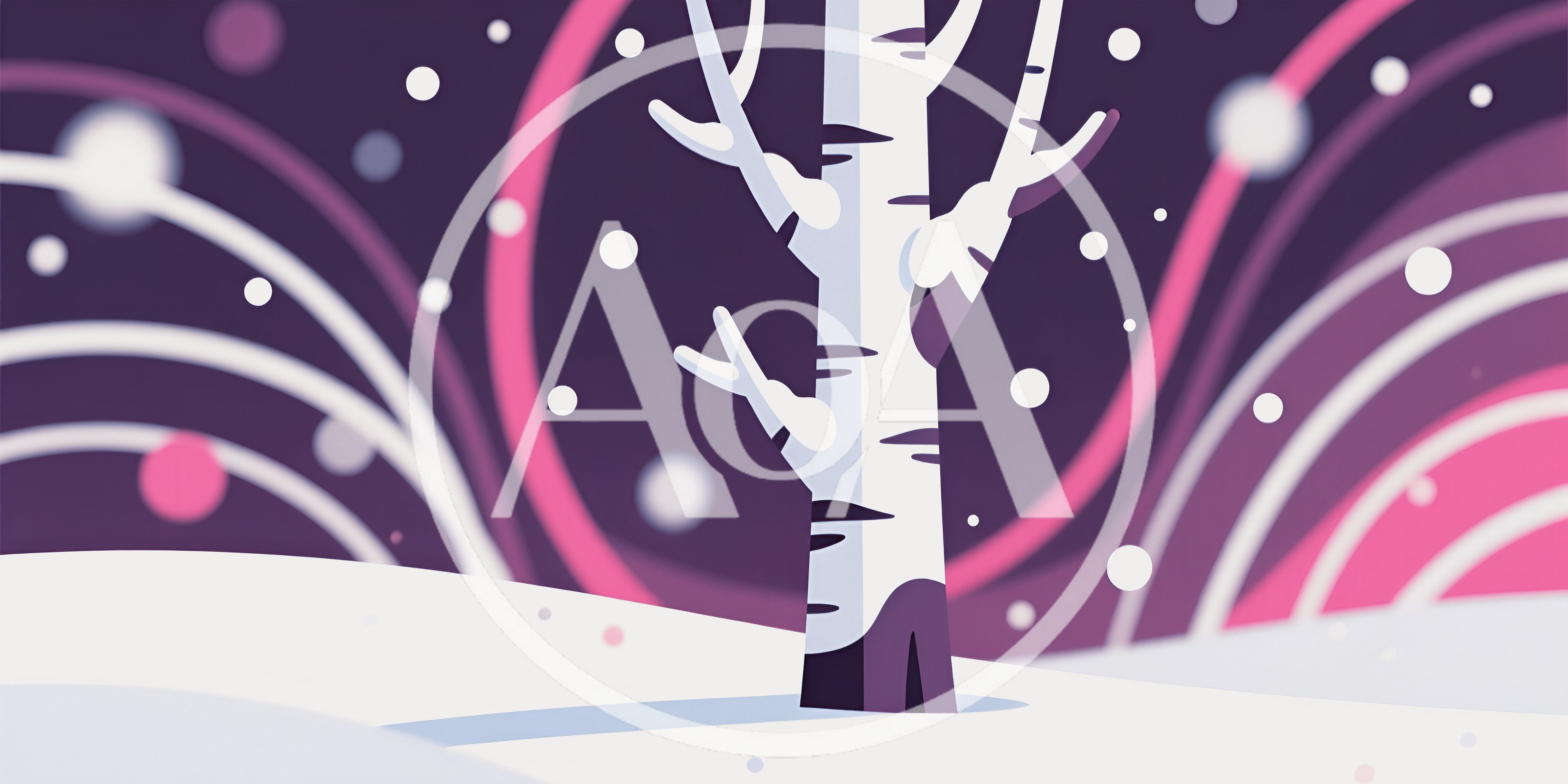 Stylized Birch Tree In A Snowy Winter Landscape