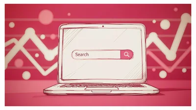 Hand Drawn Laptop With Search Bar Illustration