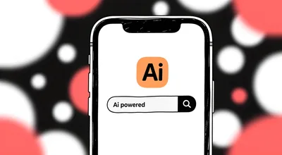 Smartphone Displaying AI Powered Search Bar Illustration