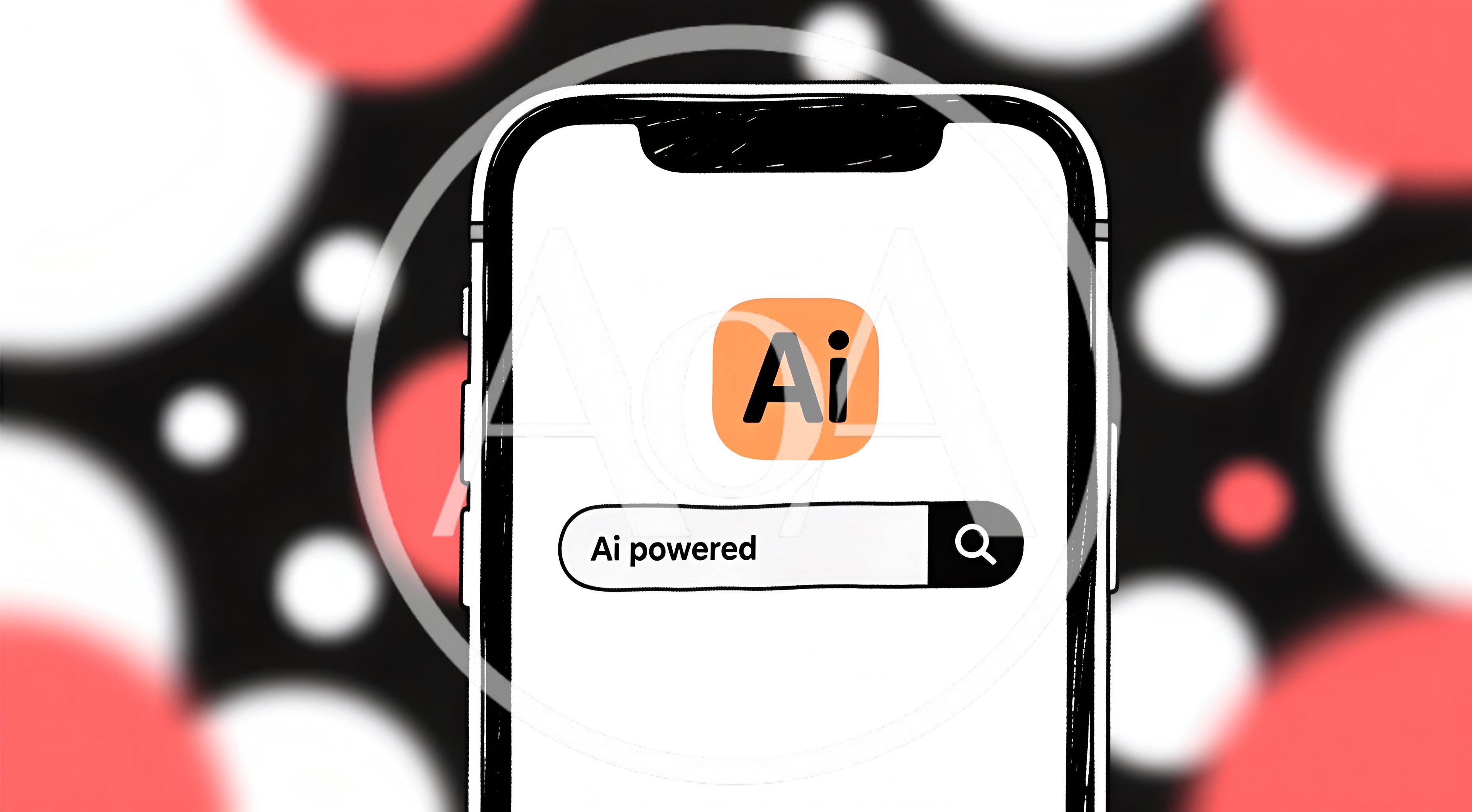 Smartphone Displaying AI Powered Search Bar Illustration
