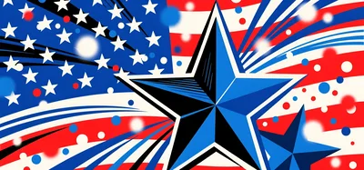 Patriotic American Flag Background With Stylized Blue Stars