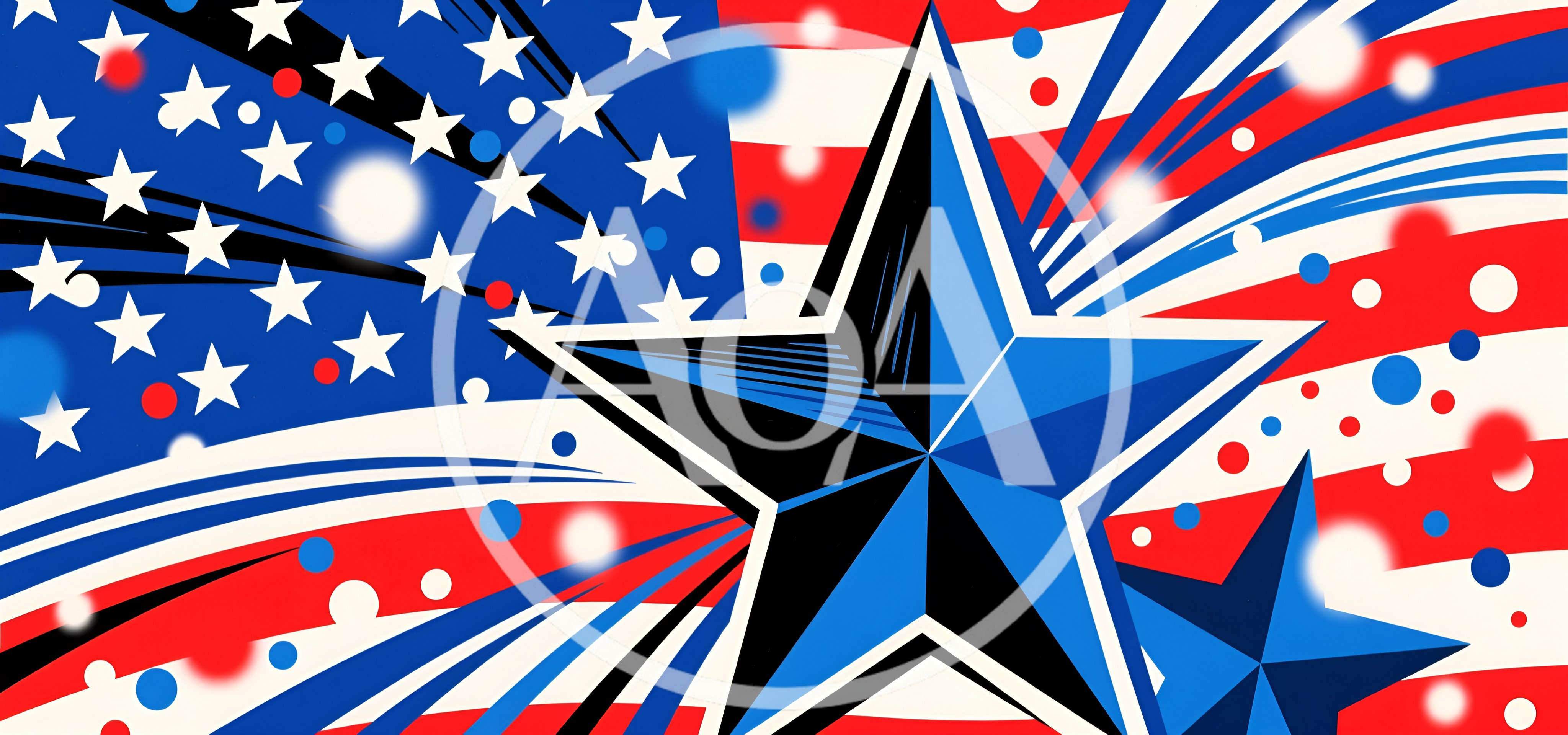 Patriotic American Flag Background With Stylized Blue Stars